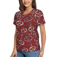 thumbnail image 2 of Fuzoiu Snake Print Women's Classic V-Neck T-Shirt, Short Sleeve V Neck Tees for Casual Everyday Wear,Casual Fit Tee,Summer Fashion Tops-Large, 2 of 5