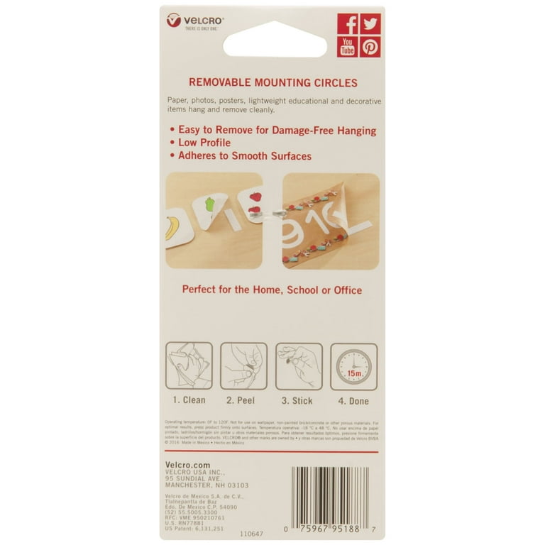 VELCRO Brand Mounting Circles  Adhesive Sticky Back Hook and Loop