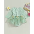 thumbnail image 5 of GXFC Baby Girls Fall Princess Dress Clothes 3M 6M 9M 12M 18M 24M Infant Girls Long Sleeve Butterfly Flower Embroidery Romper Dress Mesh Tulle A-line Dress Spring Autumn Clothing for Newborn Girls, 5 of 9