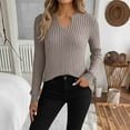thumbnail image 2 of BUIGTTKLOP Sweaters for Women Long Sleeve Knit Tops Casual V Neck Slim Fitted Pullover Tops Knitwear, 2 of 6