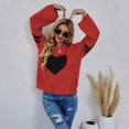 thumbnail image 2 of Vedolay Cropped Sweaters for Women Fall Sweaters Round Neck Striped Cute Winter Pullover Sweaters,Red M, 2 of 5