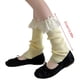 thumbnail image 3 of Ribbed Knit Leg Warmers Calf Socks Japanese Women Girls Ruffled Lace Trim Boot Cuffs Sweet Colorful Leg Covers Stockings light yellow, 3 of 4