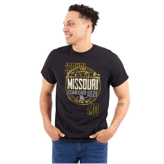 Missouri Distressed Block Letters MO Plus Size Crewneck Graphic Tee Shirt Brisco Brands 2X