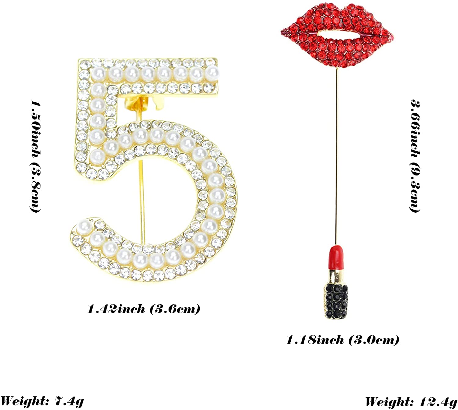 2Pcs Crystal Pearl Brooches Red Austrian Rhinestones Lipstick Pins  Jewelry Fashion Accessories Brooch for Wedding Bridal Scarf Bouquets  Walmart Canada