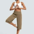 thumbnail image 6 of Mohiass Women Capri Pants Clearance Summer High Waisted Womens Capri Pants Yoga Wide Leg Tummy Control Capri Pants for Women with Pockets Khaki M, 6 of 8