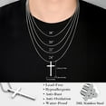 thumbnail image 2 of Turandoss 2 Pcs Black Silver Cross Necklace for Men Inspirational Bible Verse Cross Chain for Men Stainless Steel Cross Pendant Box Chain 18-24 inch Mothers Day Birthday Gifts for Men Husband, 2 of 7