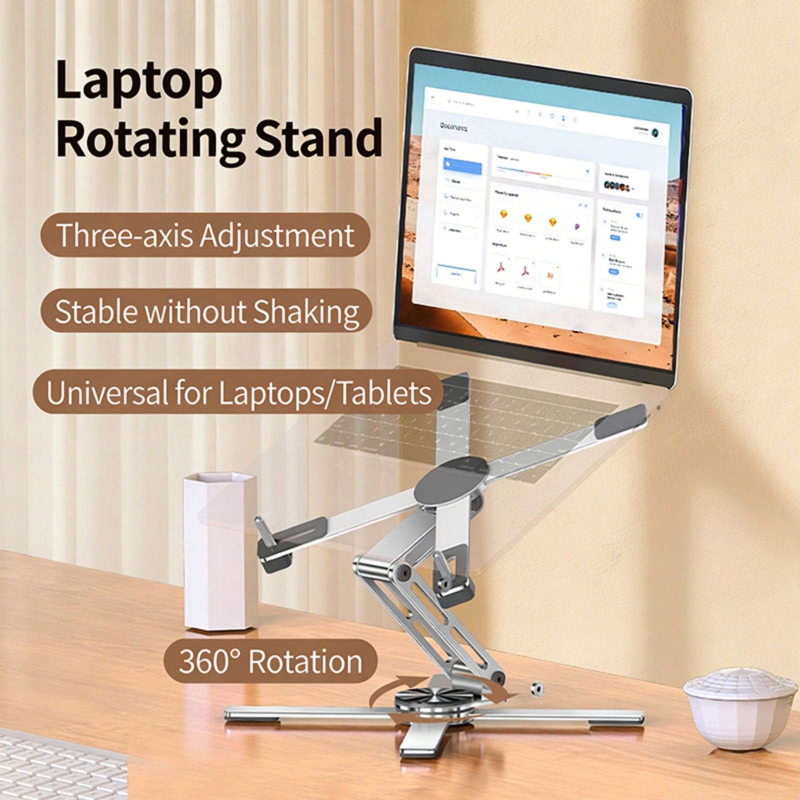 Portable Foldable Laptop Stand Adjustable Heights For 16Inch Notebook Ergonomic Aluminum Computer Risers For Offices Home Travel
