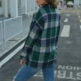 thumbnail image 5 of Luxalzxs Plaid Shacket Jacket Women Fall Clothes Fashion Lattice Lapel Button Casual Long Sleeve Loose Overcoat Coat, 5 of 5