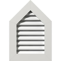 Ekena Millwork 26"W x 36"H Peaked Top Gable Vent (31"W x 40 3/4"H Frame Size) 6/12 Pitch: Functional, PVC Gable Vent w/ 1" x 4" Flat Trim Frame