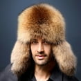 thumbnail image 6 of Dress Choice Men Trapper Hat Winter Bomber Hats with Ear Flaps Plush Windproof Faux Leather Cap with Fleece Lined for Cycling Skiing Outing Hunting, 6 of 8