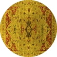 thumbnail image 1 of Ahgly Company Machine Washable Indoor Round Oriental Yellow Industrial Area Rugs, 7' Round, 1 of 4