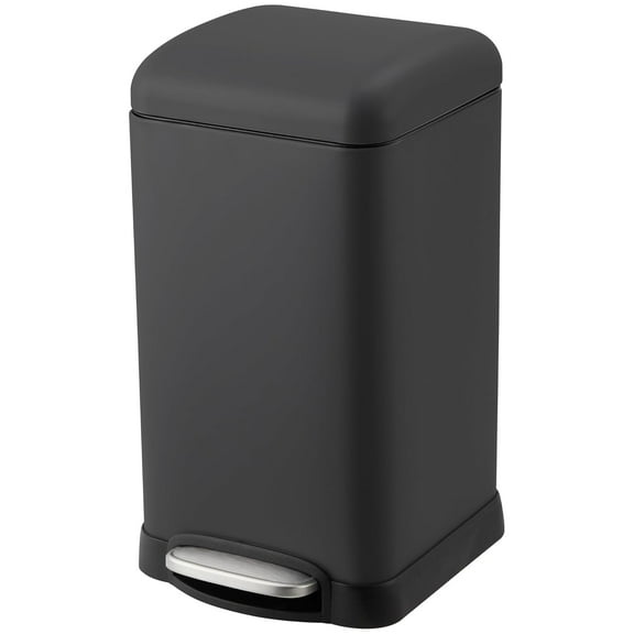 12L(3.2 Gallon) Stainless Steel Trash Can for Bathroom,Kitchen,Office,Anti-Stain Trash Bin with Lid,Step Pedal, Soft Close, Fingerprint-Resistant, Removable Inner Bucket, Garbage Bin，Black