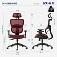 thumbnail image 4 of NOUHAUS Ergo3DL Ergonomic High-Back Mesh Office Chair with Adjustable Headrest, Lumbar Support, and Armrests, Red, 4 of 6