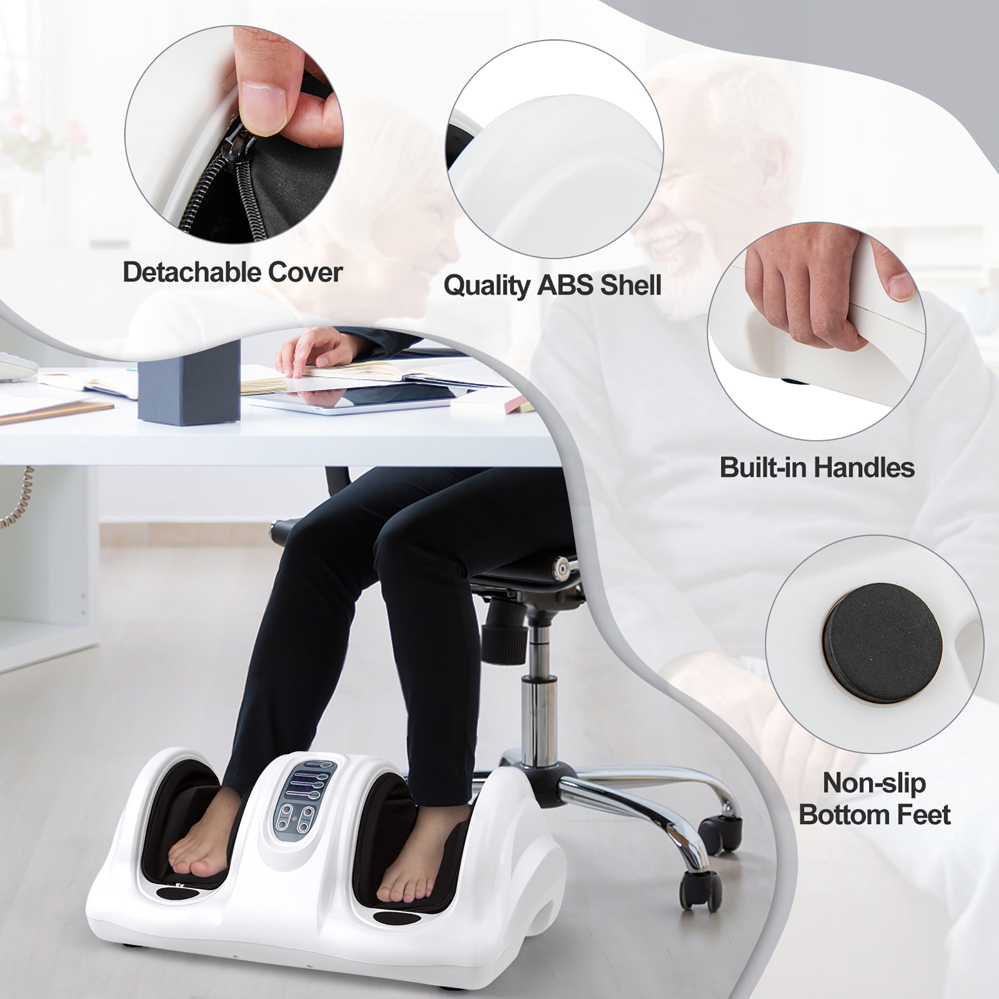 Gymax Rolling Foot Massager Shiatsu Foot Massage Machine w/ Remote Control White