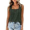 thumbnail image 5 of Erwazi Womens Square Neck Tank Top Button Wide Strap Sleeveless Casual Trendy Top, 5 of 9