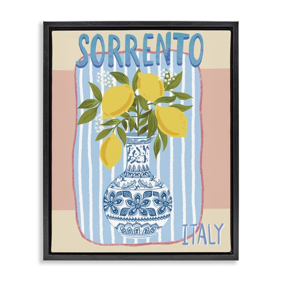 Stupell Industries Italian Summer Lemons Food & Beverage Painting Black Floater Framed Canvas Art Print Wall Art, 17 x 21