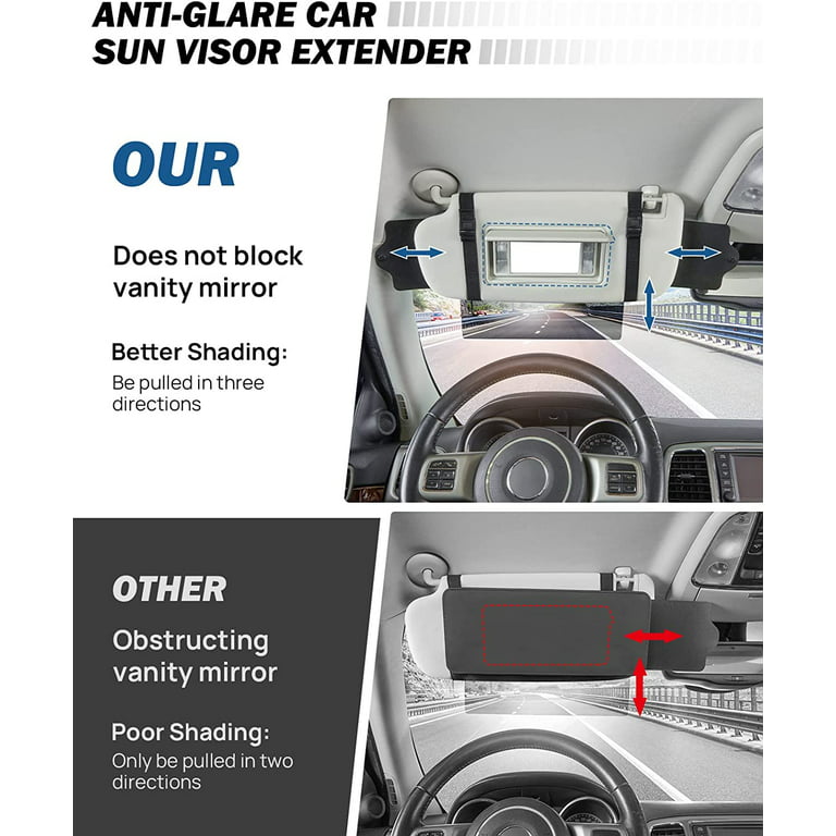 JOYTUTUS Car Sun Visor Sunshade Extender, Adjustable,Protects from  Anti-Glare, UV Rays Blocker Window Sun Visor Windshield Sunshade Extender  for car SUV(1 Pack) 
