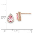 thumbnail image 2 of 925 Sterling Silver Rose Plated Pink and White Crystal Teardrop Post Earrings 10.25x7.55mm Wi Stud Earring for Women, 2 of 2