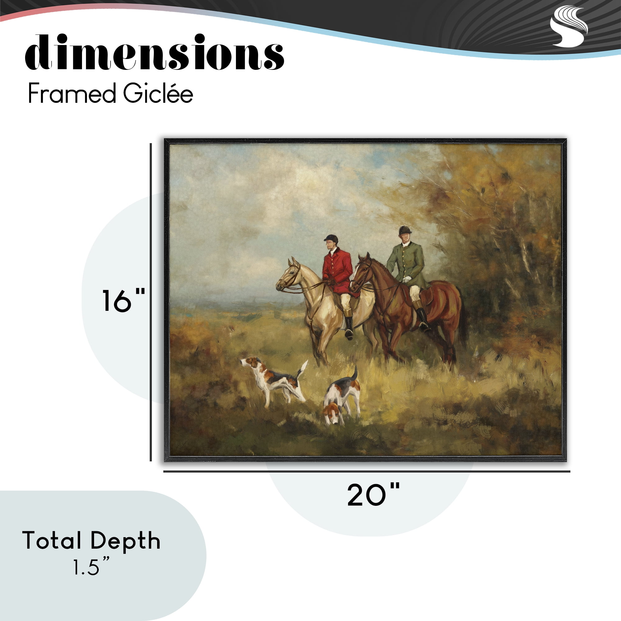 Stupell Industries Autumn Riders with Hounds Black Framed Giclee Art, design by Ziwei Li