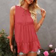 thumbnail image 4 of Gibobby Mujeres Sleeveveless Loose Tank V Cuck Straps Casual Flowy Tunic Camis Top(Rojo de la sandía,CH), 4 of 5