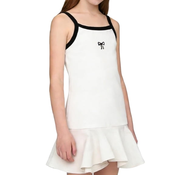 CYRBOKO Girls Dresses, Soft Spaghetti Straps Summer A-line Kids Clothes White Size 7-8 T