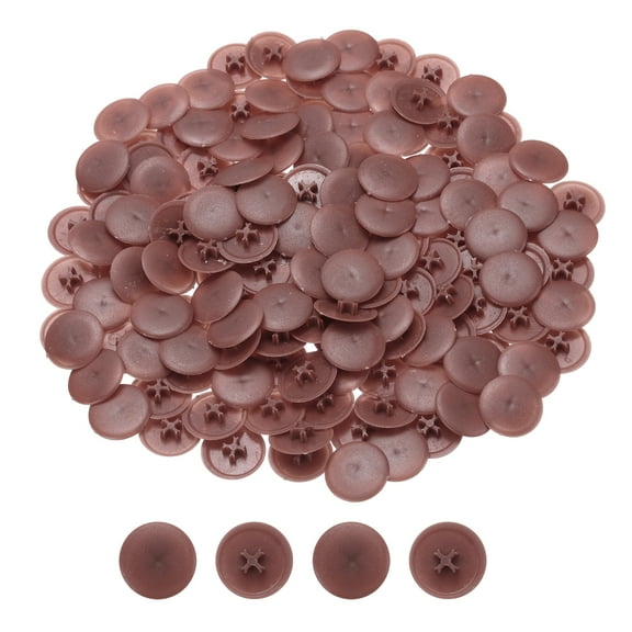 Uxcell Screw Cap Covers, 108Pcs 17mm - Plastic Self-lock Nut Screw Cap, Screw Decoration Cover for Phillips Cam Fitting Nut Self-tapping Screw, Dark Brown