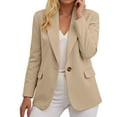thumbnail image 2 of Rotm Suits for Women Women's Work Office Blazer Stretch Lapel Collar Long Sleeve Jacket Suit Blazer Beige,2XL, 2 of 6