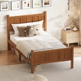 thumbnail image 5 of Twin Size Flat Panel Bed with Headboard & Footboard, Minimalist Modern Platform Bed with Wood Grain Finish, Shaker and Farmhouse Style Design, Sleek and Functional Bedroom Furniture,Light Walnut, 5 of 9