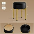 thumbnail image 3 of 18-Inch Velvet Vanity Stool Chair with Storage, Vanity Bench with 4 Golden Metal Legs & Anti-Slip Adjustable Feet,Round Storage Ottoman Stool with Removable Soft Padded Seat, 3 of 7