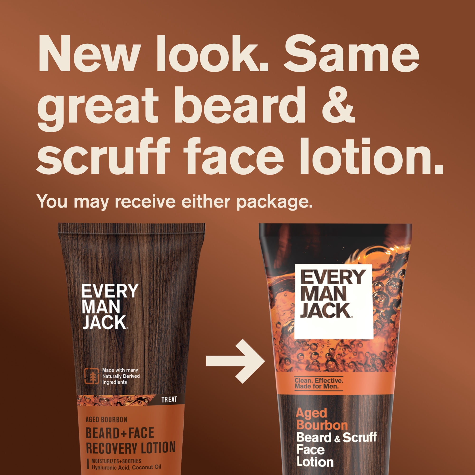 Every Man Jack Aged Bourbon Beard + Scruff Face Lotion for Men, Naturally Derived, 3.2 fl. oz