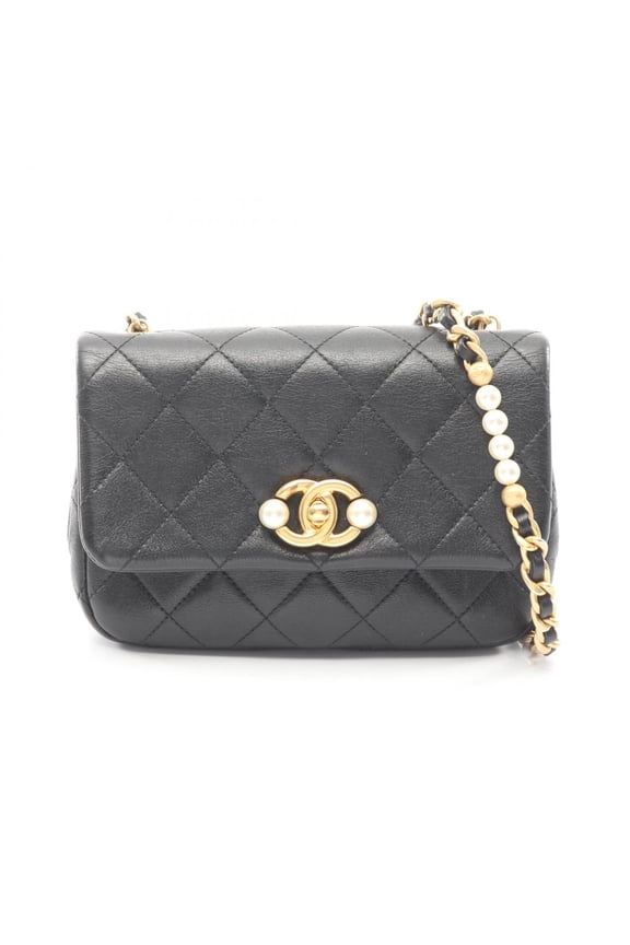 Pre-Owned Chanel Matelass Small Flap Shoulder Bag Handbag Leather Women's Black