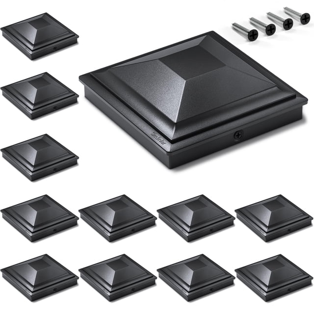 Tapones para postes Siedinlar, 5 x 5 unidades, color negro, 12 unidades, impermeables, ABS