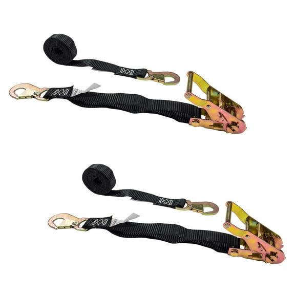 US Cargo Control, Ratchet Straps With Snap Hooks, Perfect Motorcycle Straps, 1 Inch Wide X 6 Foot Long Short Ratchet Straps, Heavy Duty Black Ratchet Tie Downs, 2 Pack