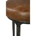 thumbnail image 3 of Benjara Mey Counter Stool- Brown Leather Round Seat- Black Forged Iron Base, 3 of 6