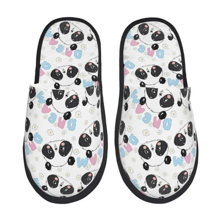 Balery Panda Bear1 Slient Indoor Furry Fleece Comfort House Shoes Soft Non-Slip Home Shoes Cotton slippers House Slippers-- Medium