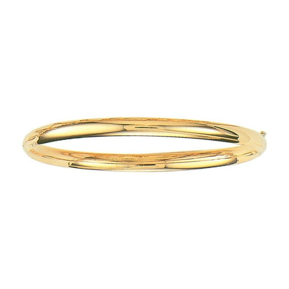 JewelStop 10K Yellow Gold Shiny High Dome Flex Bangle Bracelet - 7 Inches, 4.2gr.
