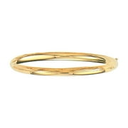 JewelStop 10K Yellow Gold Shiny High Dome Flex Bangle Bracelet - 7 Inches, 4.2gr.