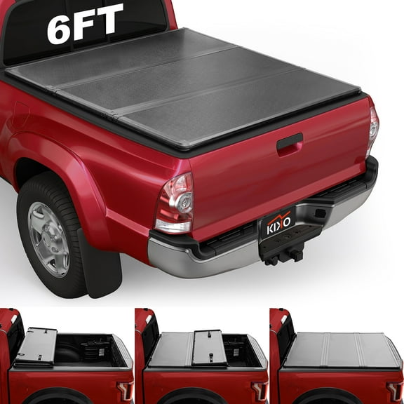 Kikito Professional FRP Hard Tri-Fold Truck Bed Tonneau Cover for 2005-2015 Tacoma 6FT (73.5in) Bed (for Models With or Without The Deck Rail System)