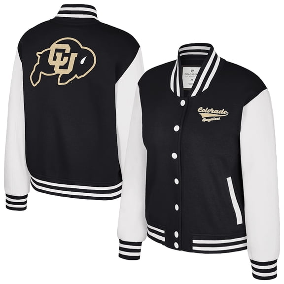 Women's Colosseum Black Colorado Buffaloes French Baguette Full Snap Fleece Jacket