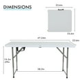 thumbnail image 4 of CL.HPAHKL 4 ft Folding Table with 3 Adjustable Height, Small Plastic Foldable Table with Carrying Handle, Portable Camping Table Fold in Half for Indoor Outdoor Camping, Picnic and Party, White, 4 of 8