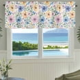 thumbnail image 3 of Blue Pink Flowers Valances for Windows Spring Watercolor Floral Leave Rod Pocket Curtain Valance Window Treatment Short Curtains for Kitchen Living Room, 42"x12", 3 of 9