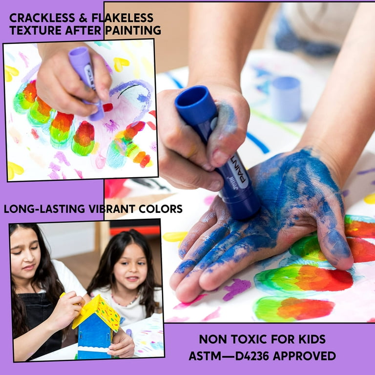 J Mark Tempera Paint Sticks, 36 Colors - Including Stencils and Painting Book, Set of Washable Paint Crayons for Kids - Non Toxic Solid Paint Markers