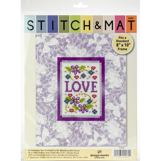 Design Works Stitch & Mat Counted Cross Stitch Kit 3"X4.5"Love (18