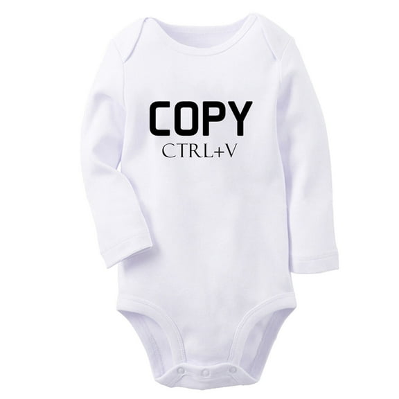 Copy From Dad ctrl V Funny Rompers, Newborn Baby Unisex Bodysuits, Infant Jumpsuits, Toddler 0-12 Months Kids Long Sleeves Oufits (White, 6-12 Months)