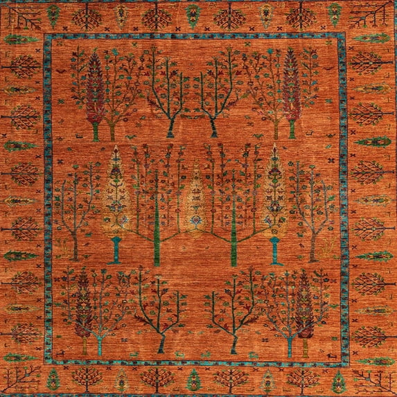 Ahgly Company Indoor Square Abstract Red Abstract Area Rugs, 3' Square
