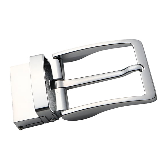 TUWAFE Reversible Belt Buckle for Men, Single Prong Square Replacement Buckle 3.5cm Width, Rotating Silver Metal Fastener for Business and Casual Belts