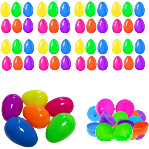 Plastic Easter Eggs Bulk,50Pcs Plastic Fillable Easter Eggs,2.4" Colorful Bright Easter Eggs for Easter Hunt,Easter Basket Stuffers Fillers