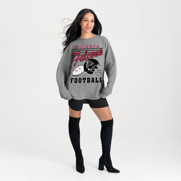 Women's Gameday Couture Gray Atlanta Falcons Oversized Sweet Victory Corded Sweatshirt