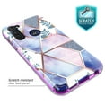 thumbnail image 2 of Moto G Stylus Case, Moto G Pro Case, Rosebono Hybrid Dual-Layered IMD Design Graphic Purple Marble and Flower Anti-Scratch Drop Protection Skin Cover Shockproof Case for Moto G Stylus, 2 of 4