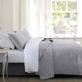 thumbnail image 2 of Bourina Ultrasonic Quilt Set 3-Piece Bedding Set Pre-Washed Microfiber Ultra Soft Lightweight Leaf Bedspread Coverlet Set for All Season, King,Grey, 2 of 8